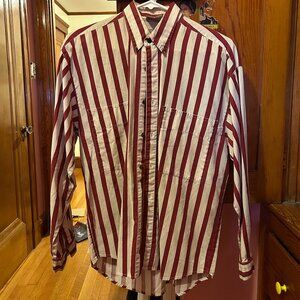 Vintage Brittania Button Down Long Sleeve Shirt Vertical Stripes 80’s 90’s Sz S